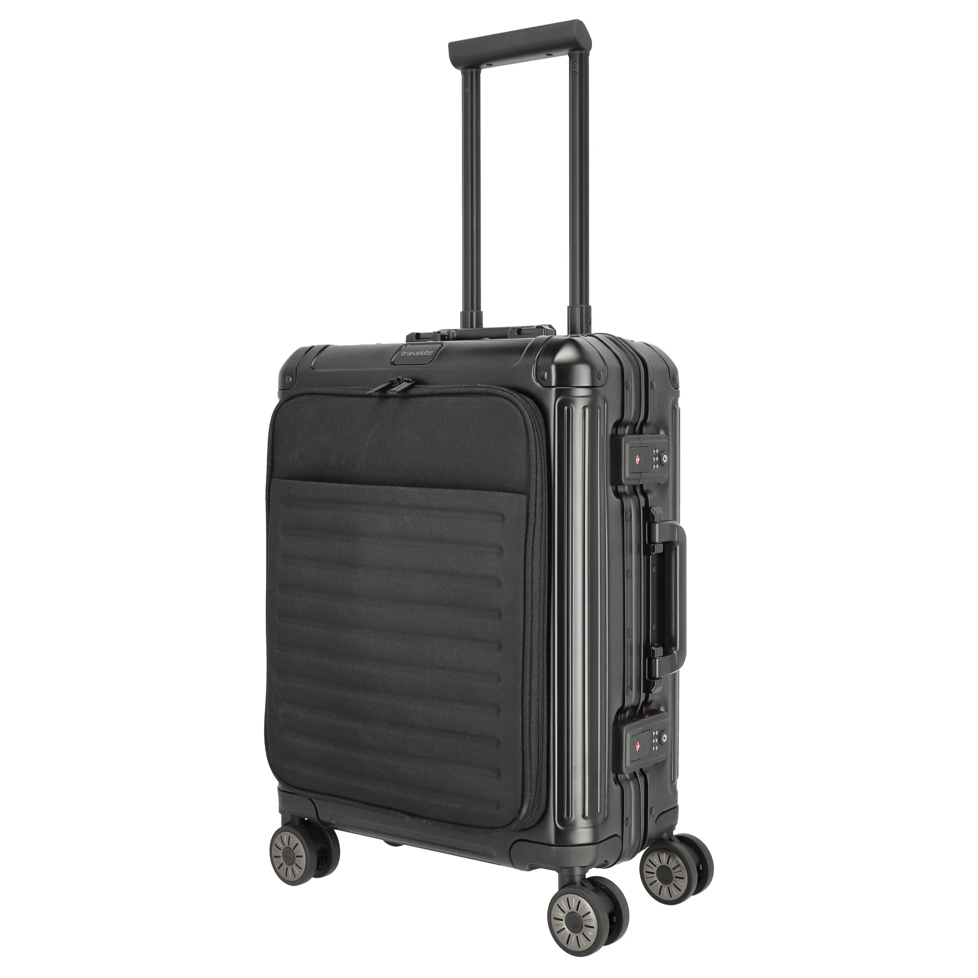 Travelite Next - 4-Rollen-Kabinentrolley mit Vortasche S 55 cm (black) - Image 2