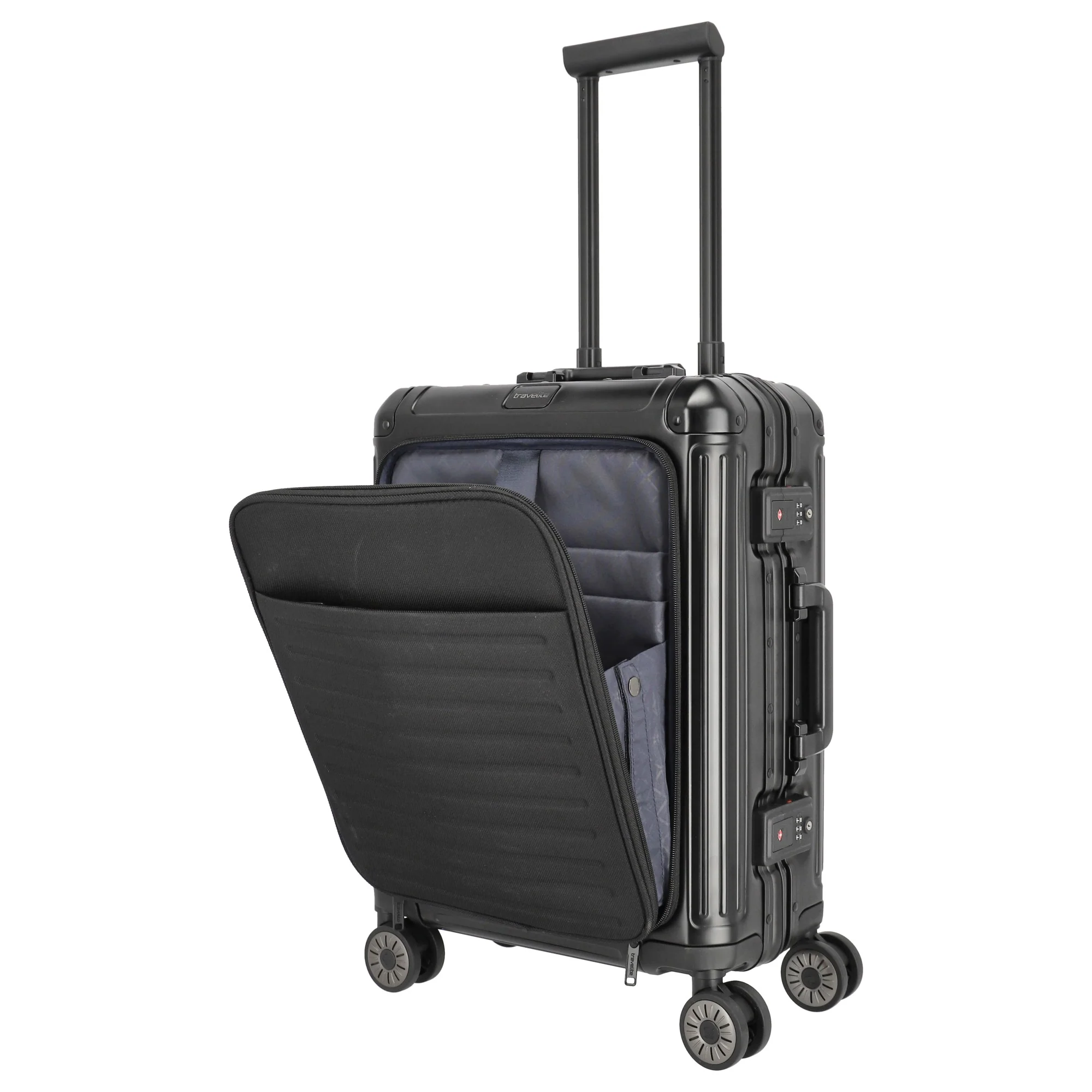Travelite Next - 4-Rollen-Kabinentrolley mit Vortasche S 55 cm (black) - Image 7