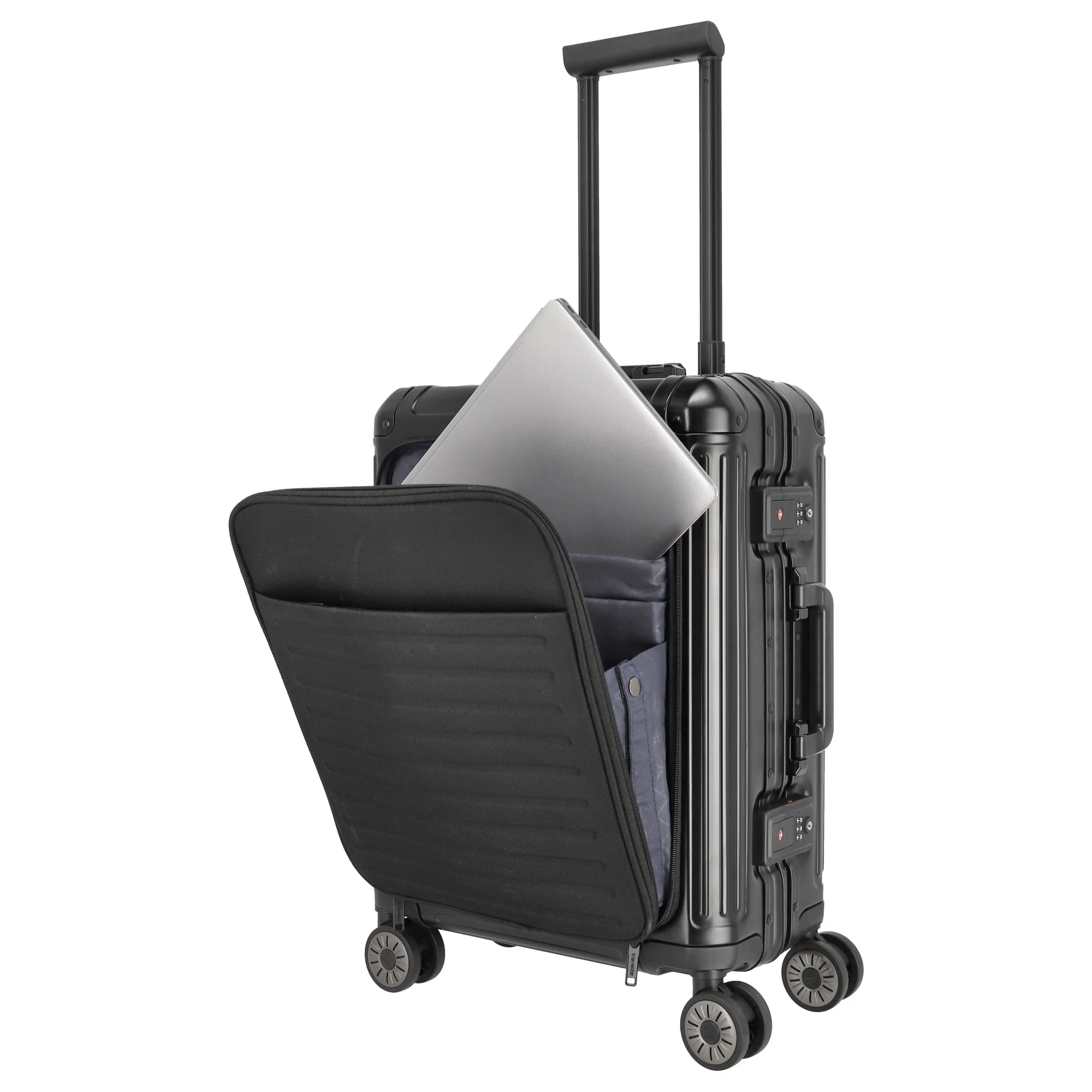 Travelite Next - 4-Rollen-Kabinentrolley mit Vortasche S 55 cm (black) - Image 8