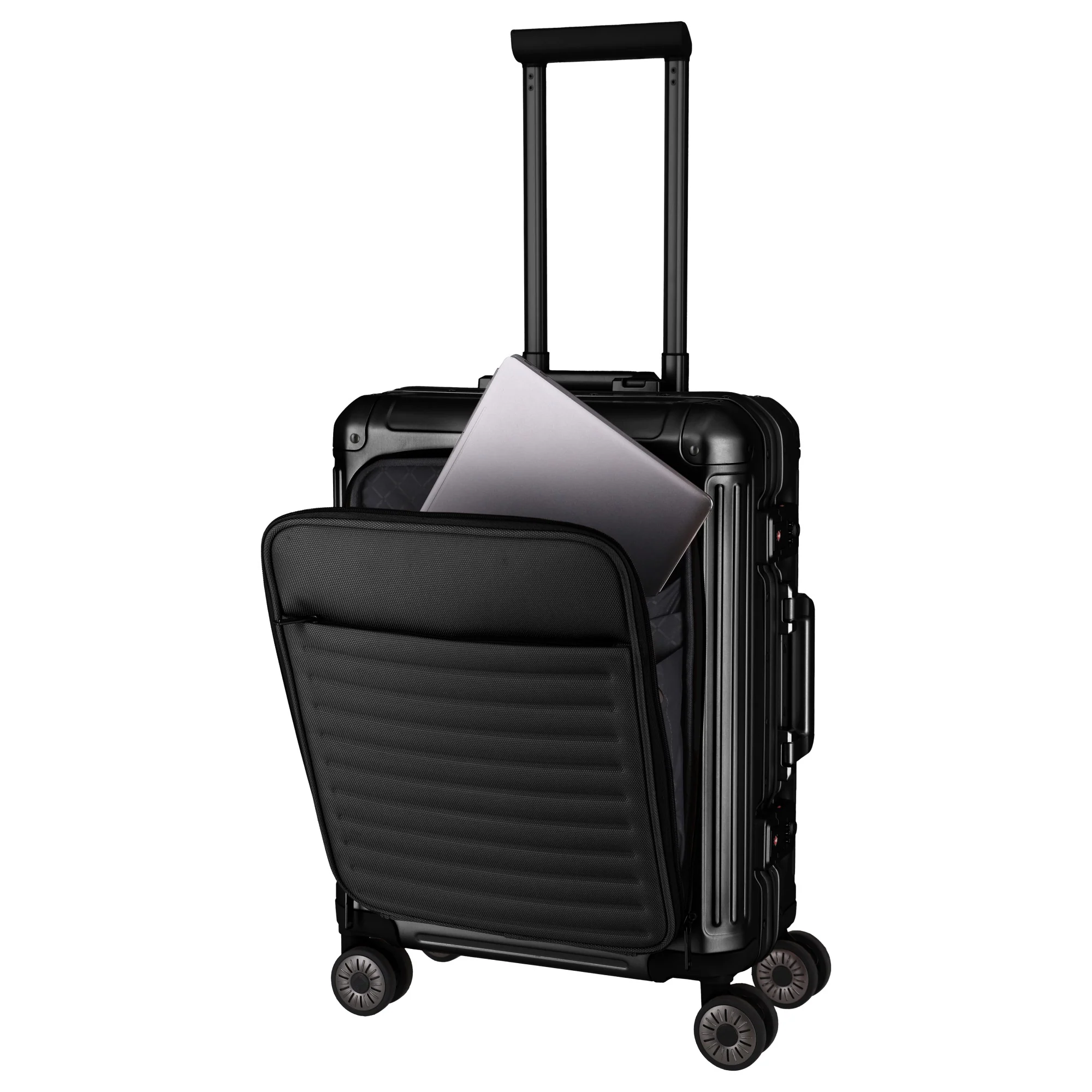 Travelite Next - 4-Rollen-Kabinentrolley mit Vortasche S 55 cm (black) - Image 6